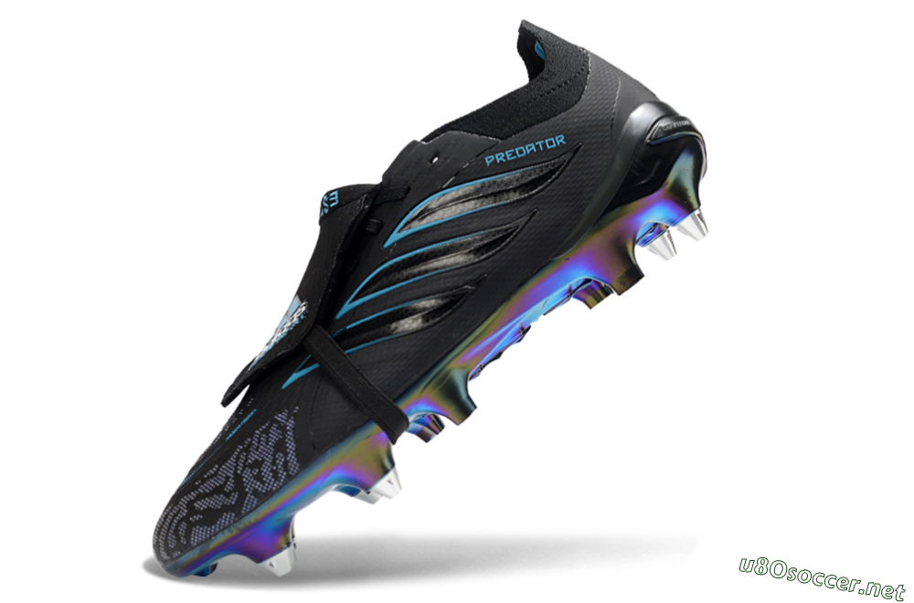 Men's Adidas Predator 26 Elite Fold-Over Tongue SG Football Boots - Black/Iridescent Blue/Metallic Green 5