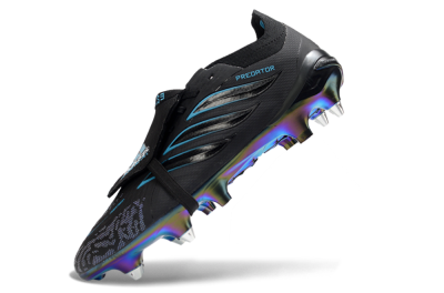 Men's Adidas Predator 26 Elite Fold-Over Tongue SG Football Boots - Black/Iridescent Blue/Metallic Green