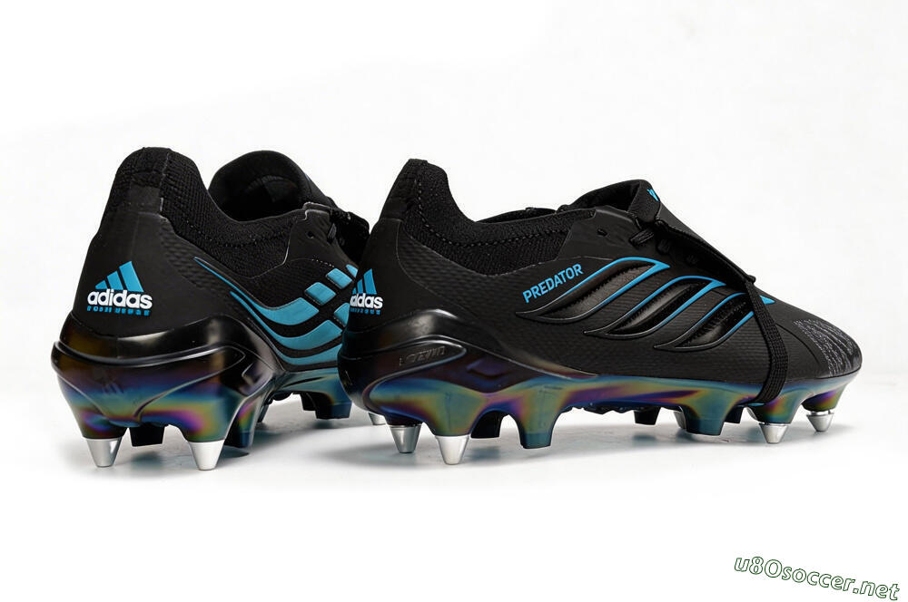 Men's Adidas Predator 26 Elite Fold-Over Tongue SG Football Boots - Black/Iridescent Blue/Metallic Green 6