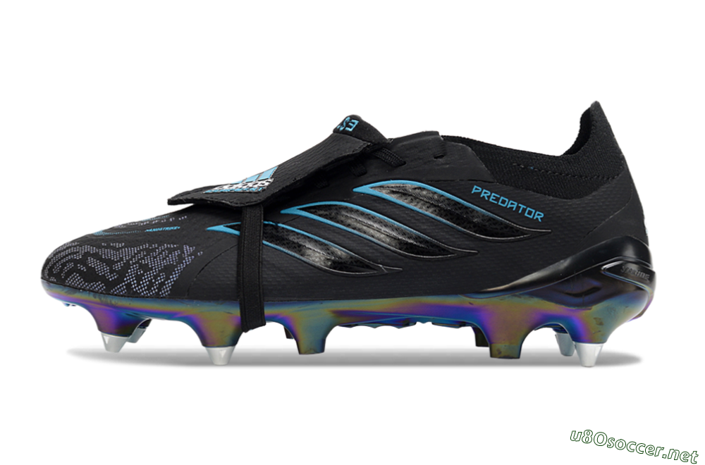 Men's Adidas Predator 26 Elite Fold-Over Tongue SG Football Boots - Black/Iridescent Blue/Metallic Green 0