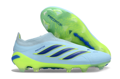 Men's Adidas Predator 26 Elite Laceless FG Football Boots - Blue/Neon Green/Deep Blue