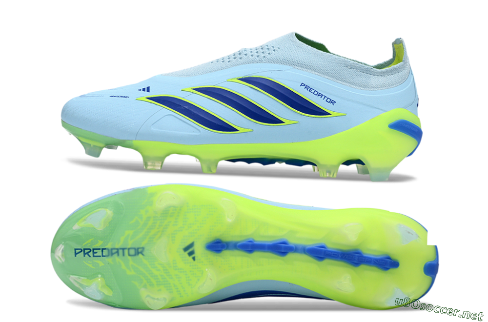 Men's Adidas Predator 26 Elite Laceless FG Football Boots - Blue/Neon Green/Deep Blue 1