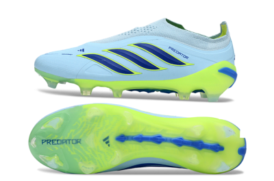 Men's Adidas Predator 26 Elite Laceless FG Football Boots - Blue/Neon Green/Deep Blue