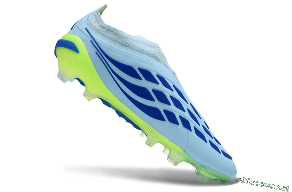 Men's Adidas Predator 26 Elite Laceless FG Football Boots - Blue/Neon Green/Deep Blue 4