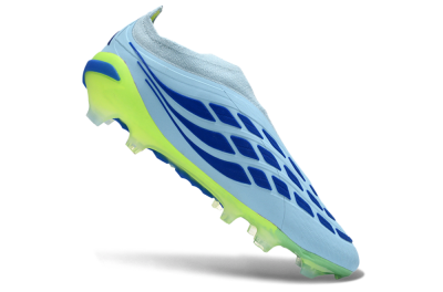 Men's Adidas Predator 26 Elite Laceless FG Football Boots - Blue/Neon Green/Deep Blue