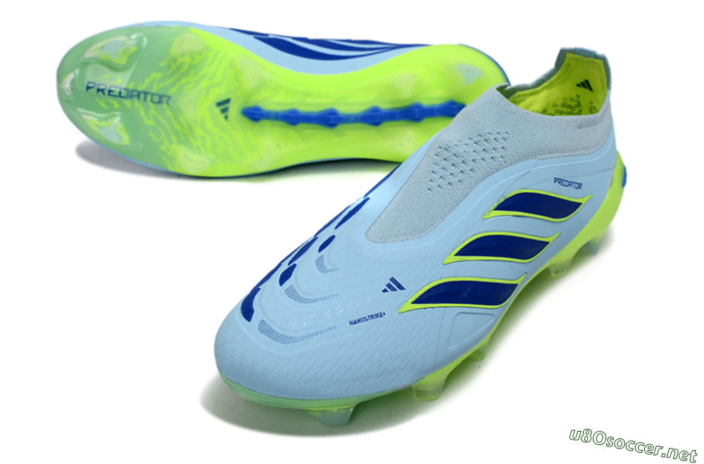 Men's Adidas Predator 26 Elite Laceless FG Football Boots - Blue/Neon Green/Deep Blue 3