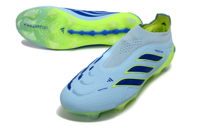 Men's Adidas Predator 26 Elite Laceless FG Football Boots - Blue/Neon Green/Deep Blue