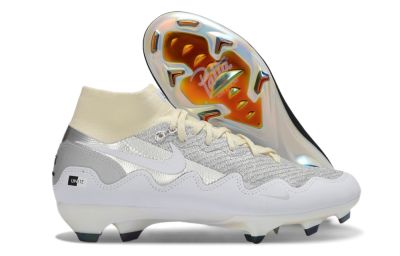 Men's Nike Air Zoom Mercurial Superfly 10 Elite FG Football Boots - White/Metallic Silver/Champagne