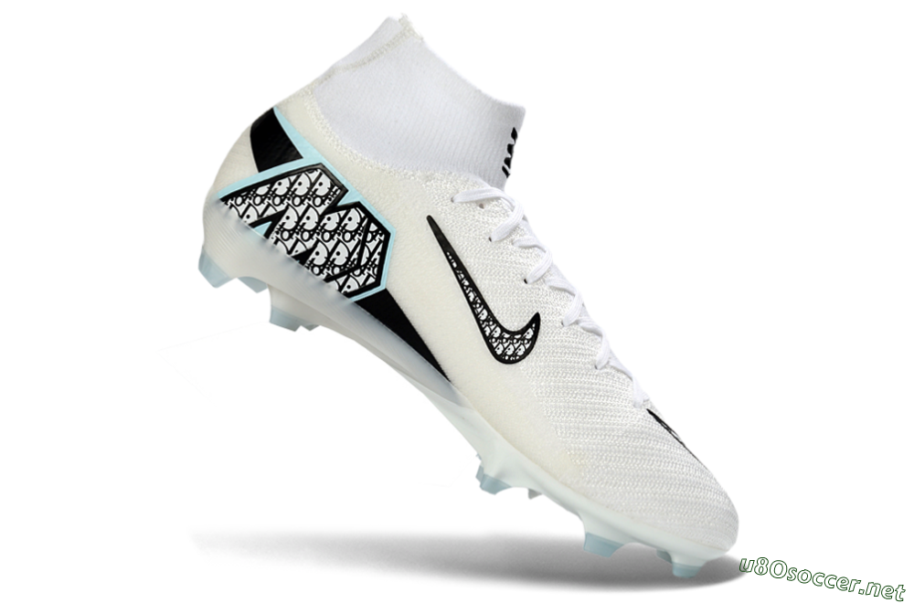 Men's Nike Air Zoom Mercurial Superfly 10 Elite FG Football Boots - White/Black/Light Blue 5