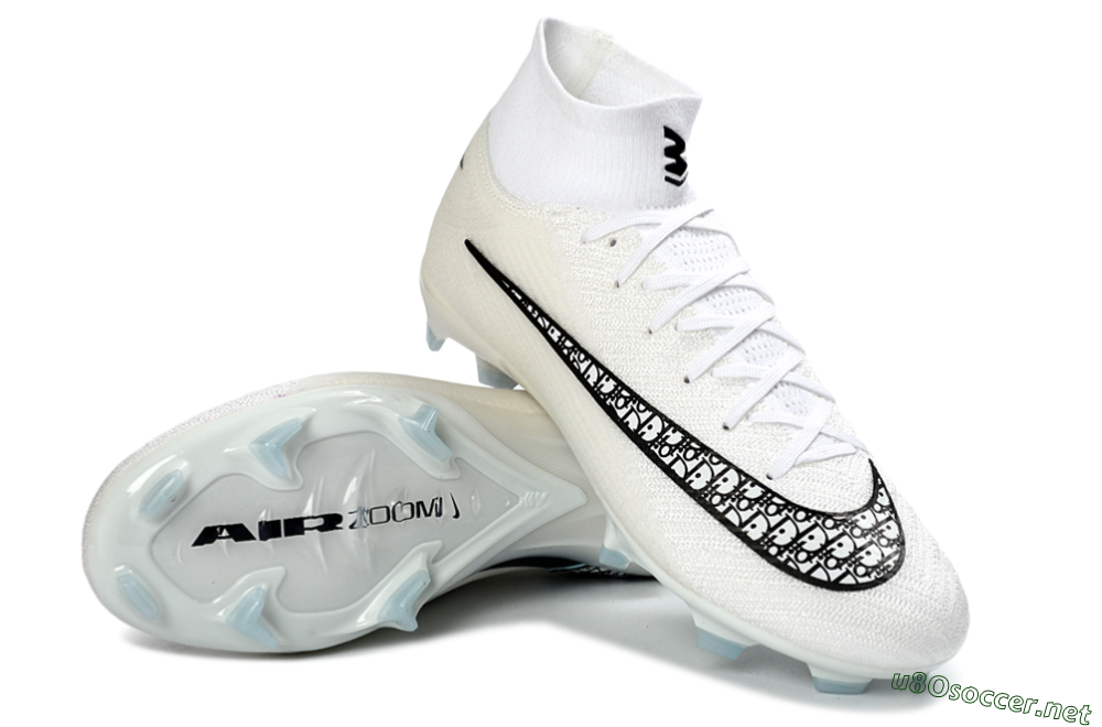 Men's Nike Air Zoom Mercurial Superfly 10 Elite FG Football Boots - White/Black/Light Blue 4