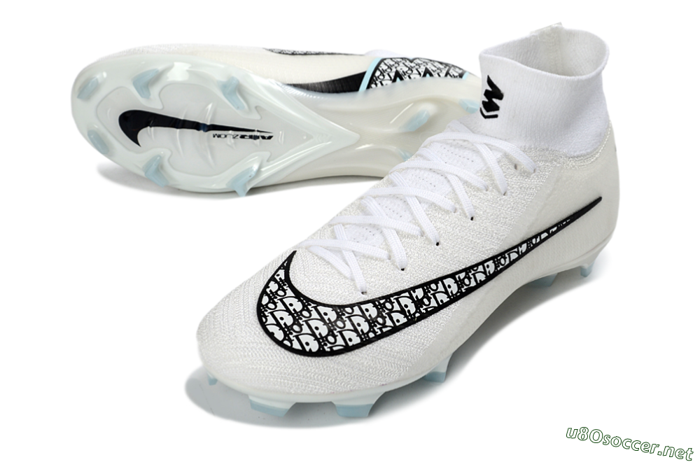 Men's Nike Air Zoom Mercurial Superfly 10 Elite FG Football Boots - White/Black/Light Blue 3