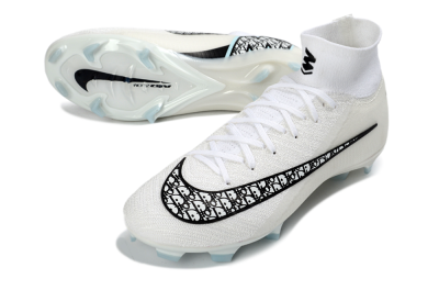 Men's Nike Air Zoom Mercurial Superfly 10 Elite FG Football Boots - White/Black/Light Blue
