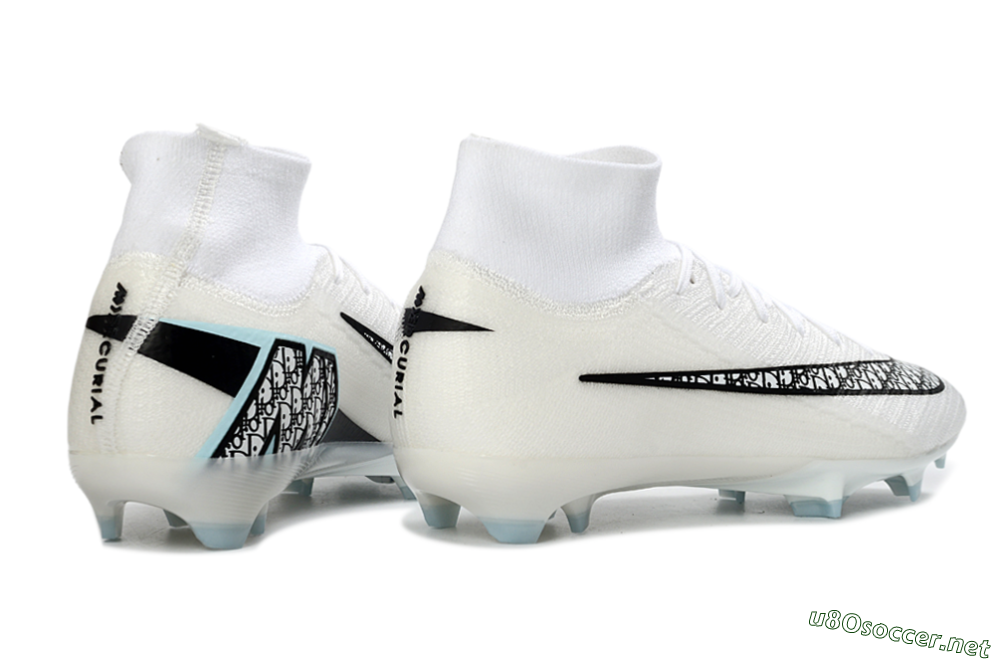 Men's Nike Air Zoom Mercurial Superfly 10 Elite FG Football Boots - White/Black/Light Blue 7