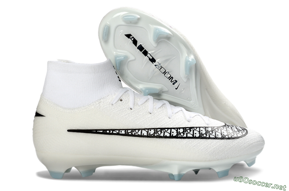 Men's Nike Air Zoom Mercurial Superfly 10 Elite FG Football Boots - White/Black/Light Blue 2