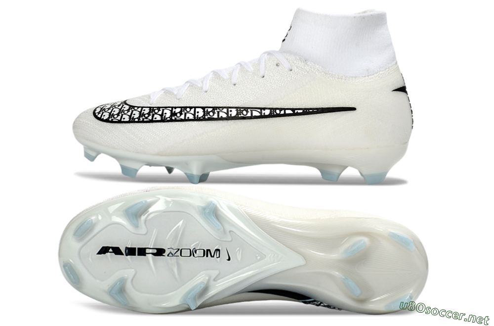 Men's Nike Air Zoom Mercurial Superfly 10 Elite FG Football Boots - White/Black/Light Blue 1