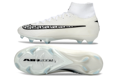 Men's Nike Air Zoom Mercurial Superfly 10 Elite FG Football Boots - White/Black/Light Blue