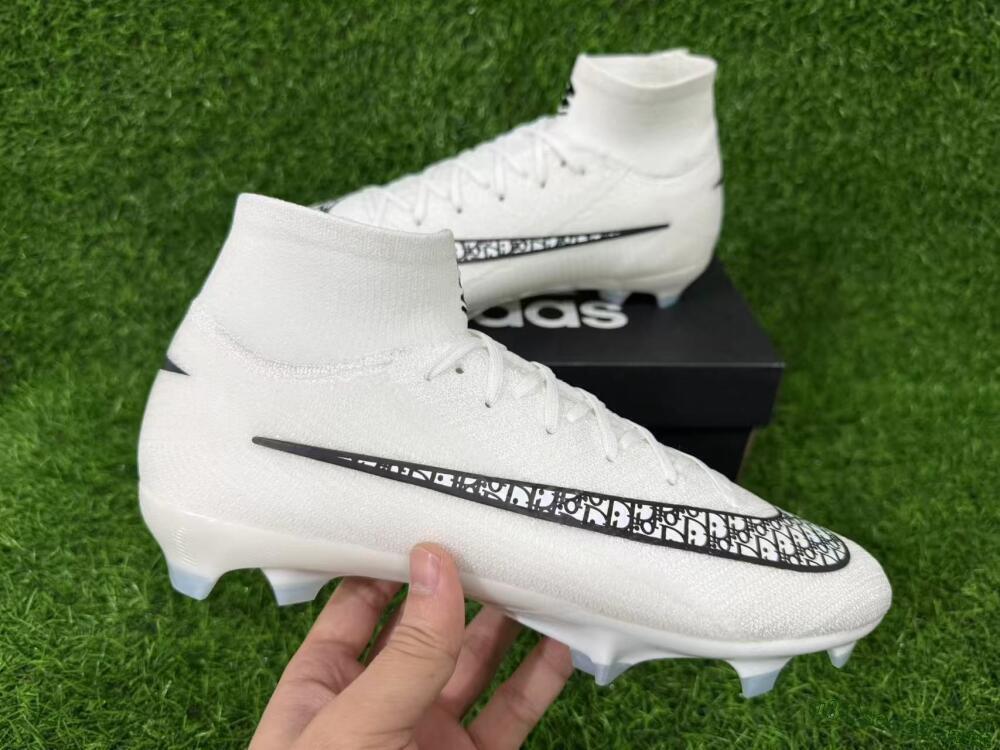 Men's Nike Air Zoom Mercurial Superfly 10 Elite FG Football Boots - White/Black/Light Blue