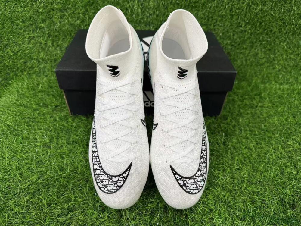 Men's Nike Air Zoom Mercurial Superfly 10 Elite FG Football Boots - White/Black/Light Blue