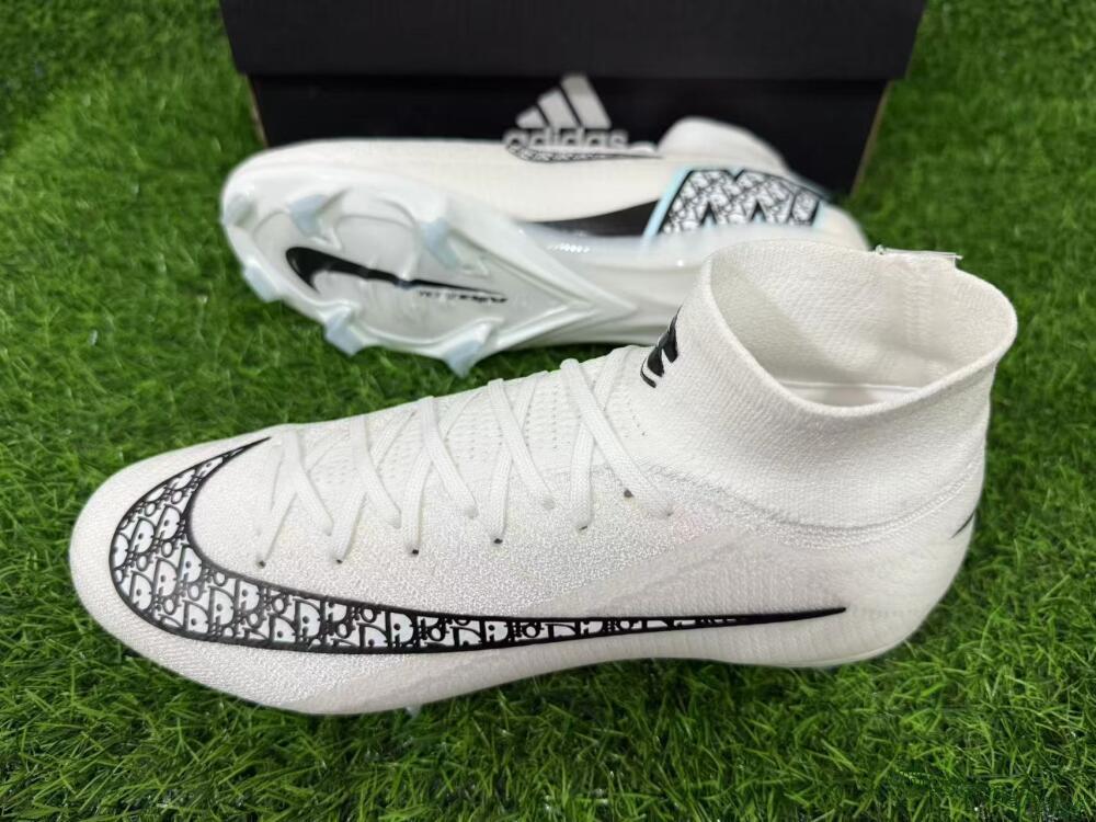 Men's Nike Air Zoom Mercurial Superfly 10 Elite FG Football Boots - White/Black/Light Blue