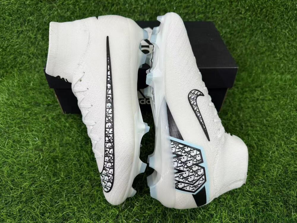 Men's Nike Air Zoom Mercurial Superfly 10 Elite FG Football Boots - White/Black/Light Blue