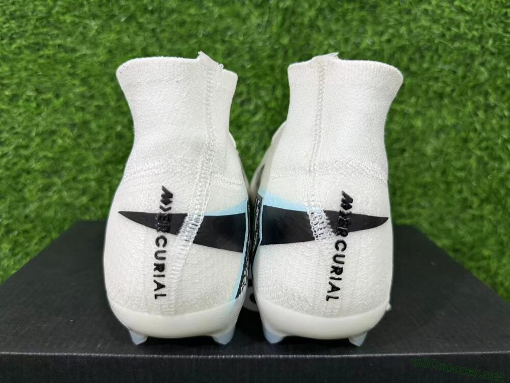 Men's Nike Air Zoom Mercurial Superfly 10 Elite FG Football Boots - White/Black/Light Blue