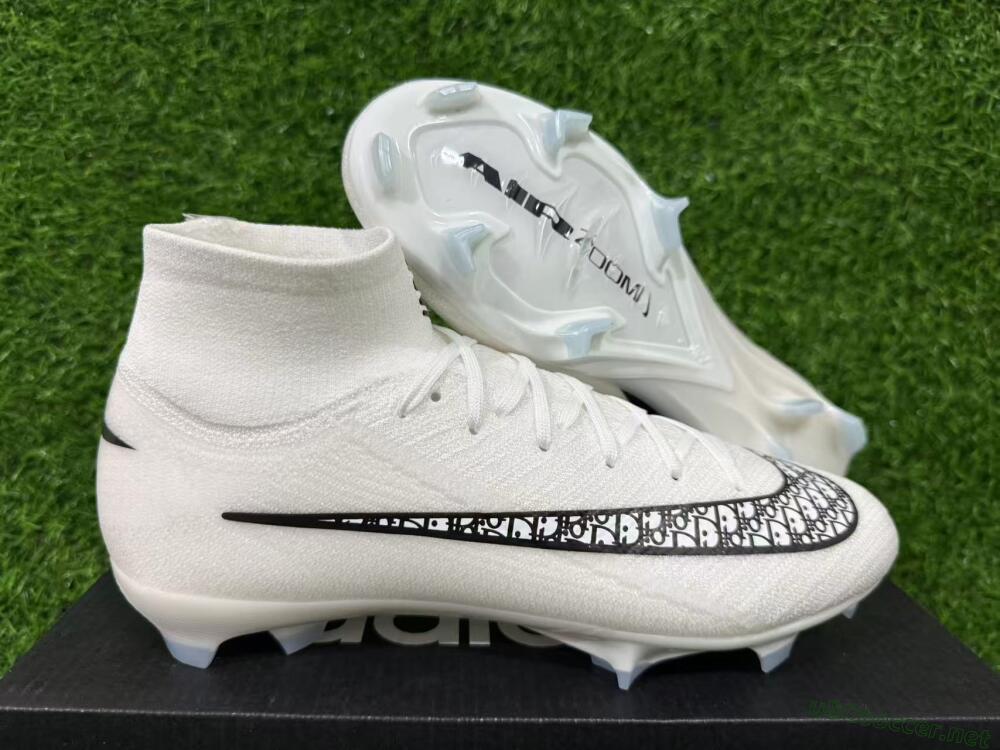 Men's Nike Air Zoom Mercurial Superfly 10 Elite FG Football Boots - White/Black/Light Blue