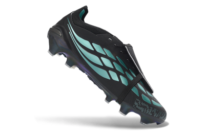 Men's Adidas Predator 26 Elite Fold-Over Tongue FG Football Boots - Black/Electric Blue/Metallic Teal