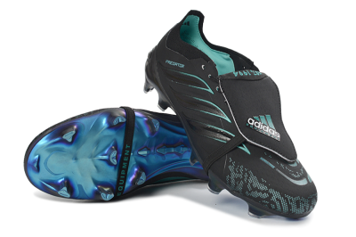 Men's Adidas Predator 26 Elite Fold-Over Tongue FG Football Boots - Black/Electric Blue/Metallic Teal
