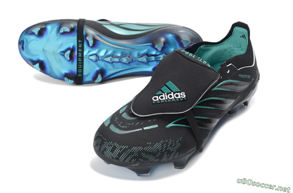 Men's Adidas Predator 26 Elite Fold-Over Tongue FG Football Boots - Black/Electric Blue/Metallic Teal 3