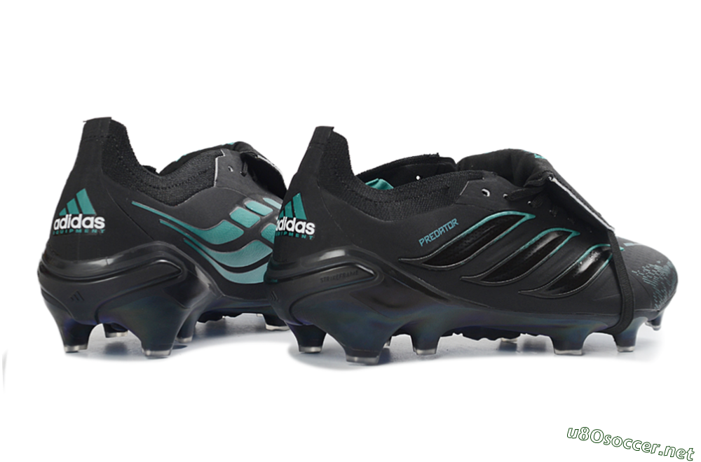 Men's Adidas Predator 26 Elite Fold-Over Tongue FG Football Boots - Black/Electric Blue/Metallic Teal 7