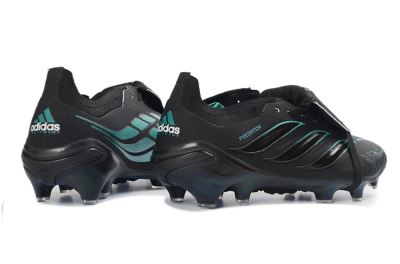 Men's Adidas Predator 26 Elite Fold-Over Tongue FG Football Boots - Black/Electric Blue/Metallic Teal