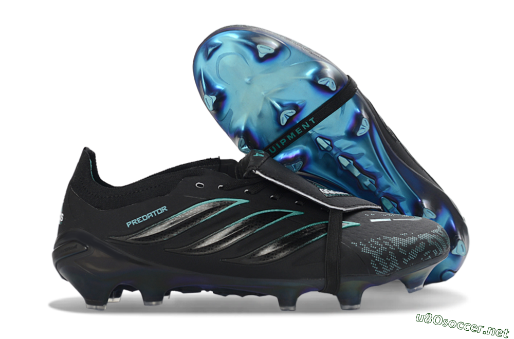 Men's Adidas Predator 26 Elite Fold-Over Tongue FG Football Boots - Black/Electric Blue/Metallic Teal 2