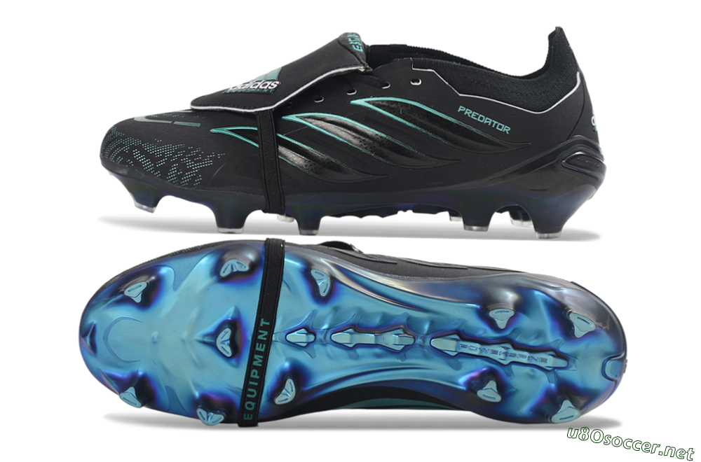 Men's Adidas Predator 26 Elite Fold-Over Tongue FG Football Boots - Black/Electric Blue/Metallic Teal 1