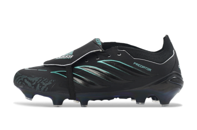 Men's Adidas Predator 26 Elite Fold-Over Tongue FG Football Boots - Black/Electric Blue/Metallic Teal