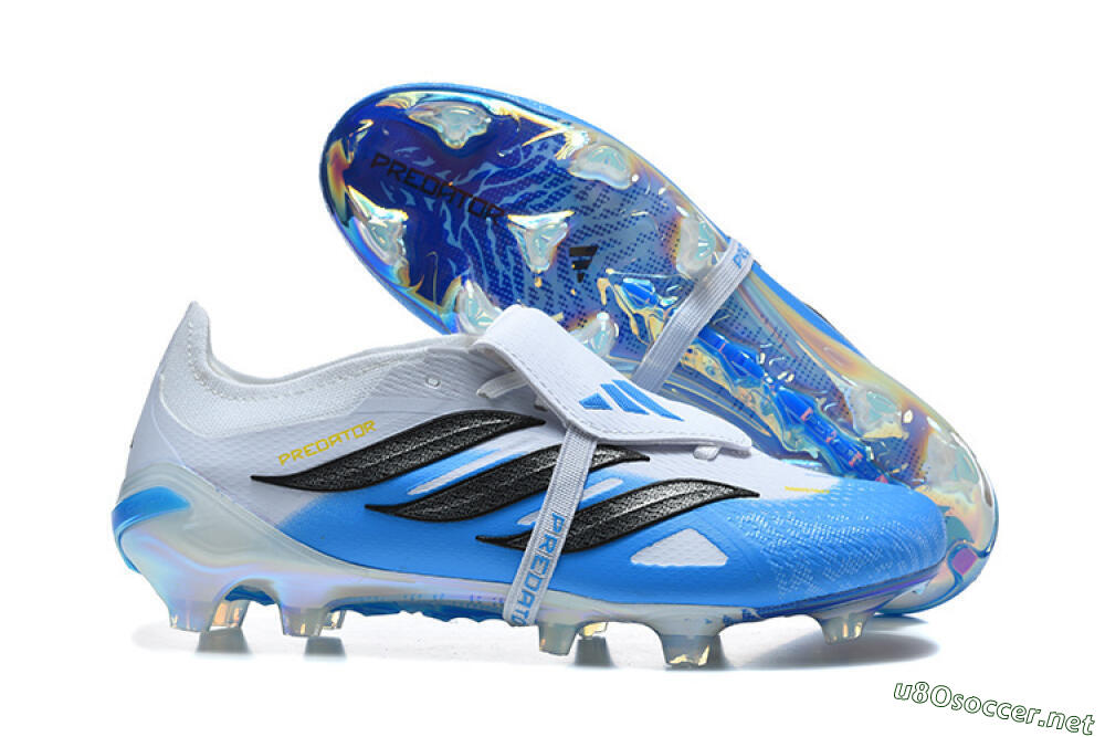 Men's Adidas Predator 26 Elite Fold-Over Tongue FG Football Boots - Blue/Electric Blue/Soft Gray 2