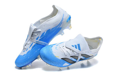 Men's Adidas Predator 26 Elite Fold-Over Tongue FG Football Boots - Blue/Electric Blue/Soft Gray
