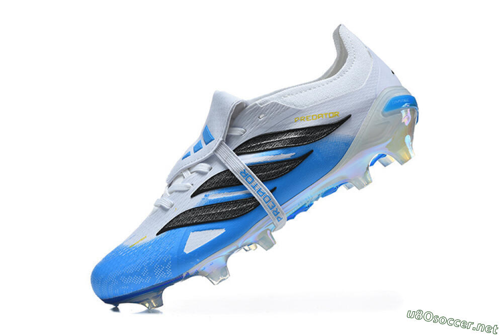 Men's Adidas Predator 26 Elite Fold-Over Tongue FG Football Boots - Blue/Electric Blue/Soft Gray 8