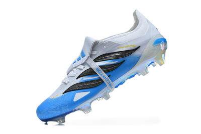 Men's Adidas Predator 26 Elite Fold-Over Tongue FG Football Boots - Blue/Electric Blue/Soft Gray