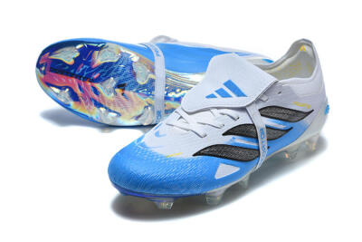 Men's Adidas Predator 26 Elite Fold-Over Tongue FG Football Boots - Blue/Electric Blue/Soft Gray