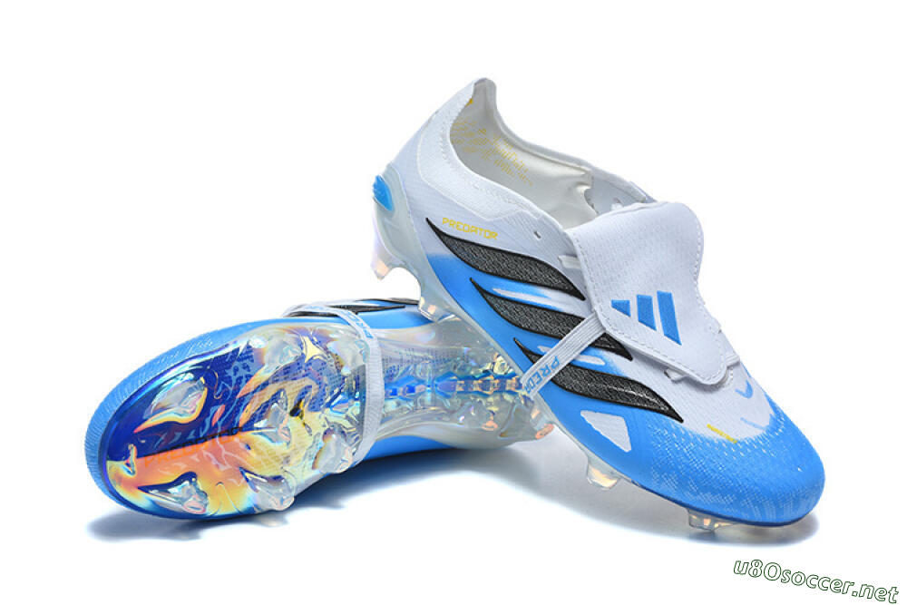 Men's Adidas Predator 26 Elite Fold-Over Tongue FG Football Boots - Blue/Electric Blue/Soft Gray 4