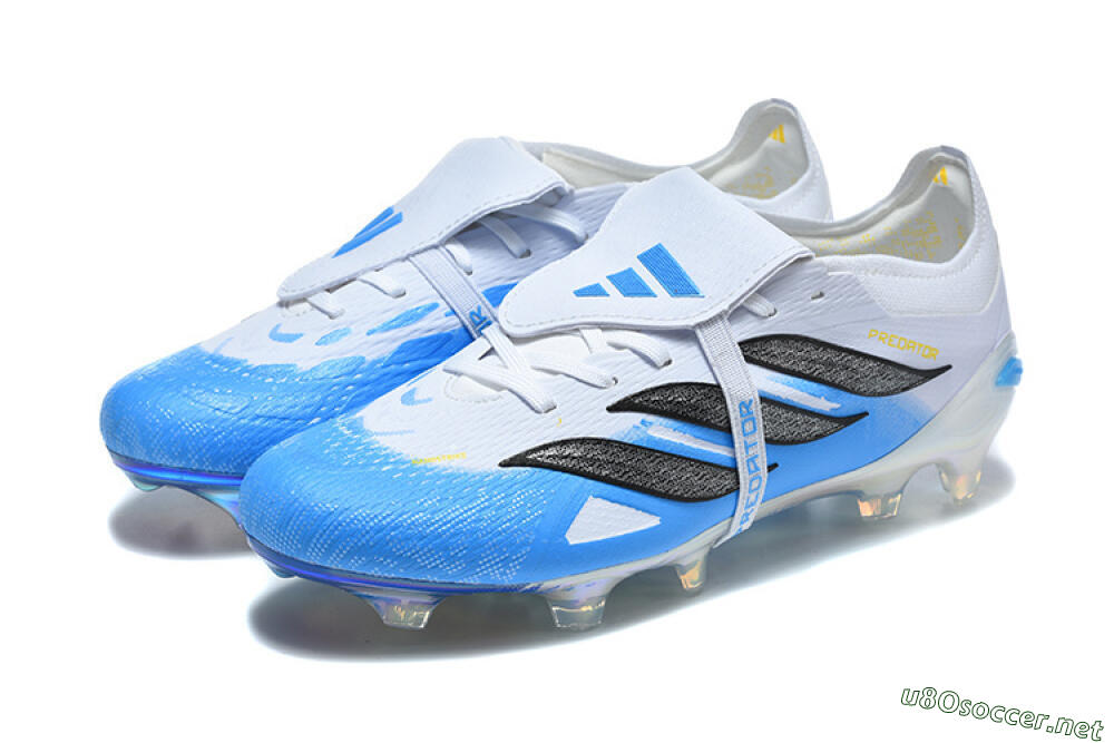 Men's Adidas Predator 26 Elite Fold-Over Tongue FG Football Boots - Blue/Electric Blue/Soft Gray 5