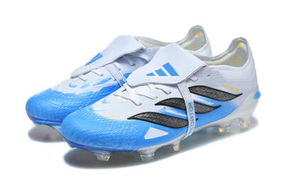 Men's Adidas Predator 26 Elite Fold-Over Tongue FG Football Boots - Blue/Electric Blue/Soft Gray