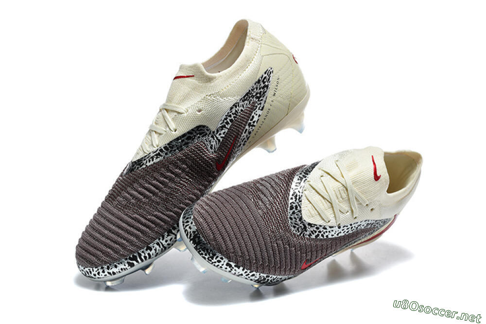 Men's Nike Phantom 6 Elite Low FG Football Boots - Brown/Crimson Red/White 6