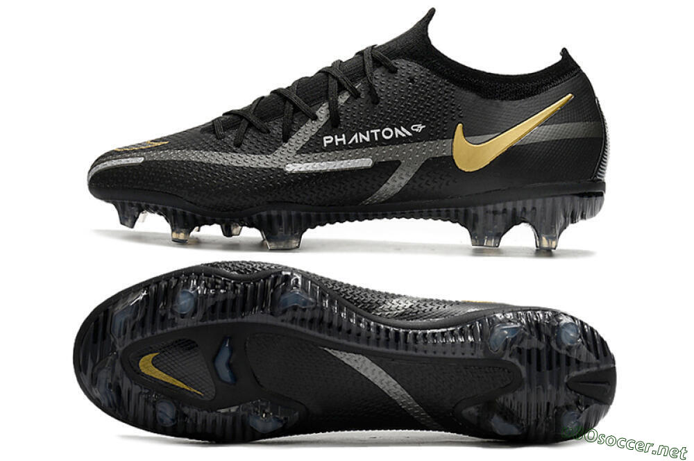 Men's Nike Phantom GT 2 FG Football Boots - Black/Silver/Gold 1