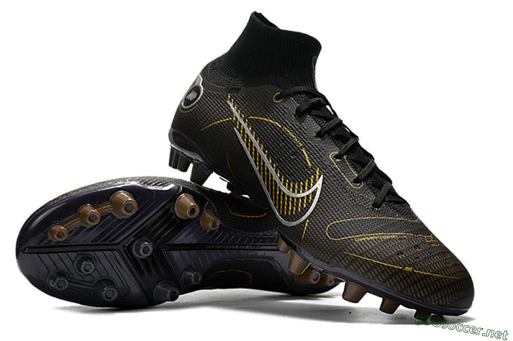 Men's Nike Mercurial Superfly 8 Elite AG Football Boots - Black/Gold/White 3