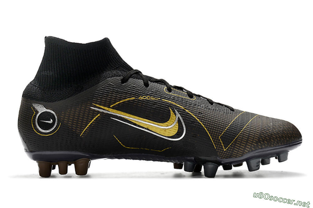 Men's Nike Mercurial Superfly 8 Elite AG Football Boots - Black/Gold/White 7