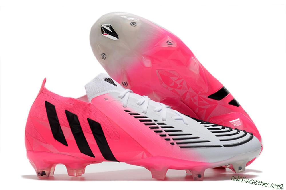 Men's Adidas Predator Edge.1 Low FG Football Boots - White/Pink 2