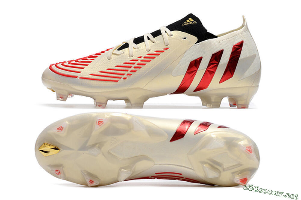 Men's Adidas Predator Edge.1 Low FG Football Boots - White/Red 1
