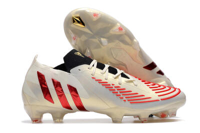 Men's Adidas Predator Edge.1 Low FG Football Boots - White/Red