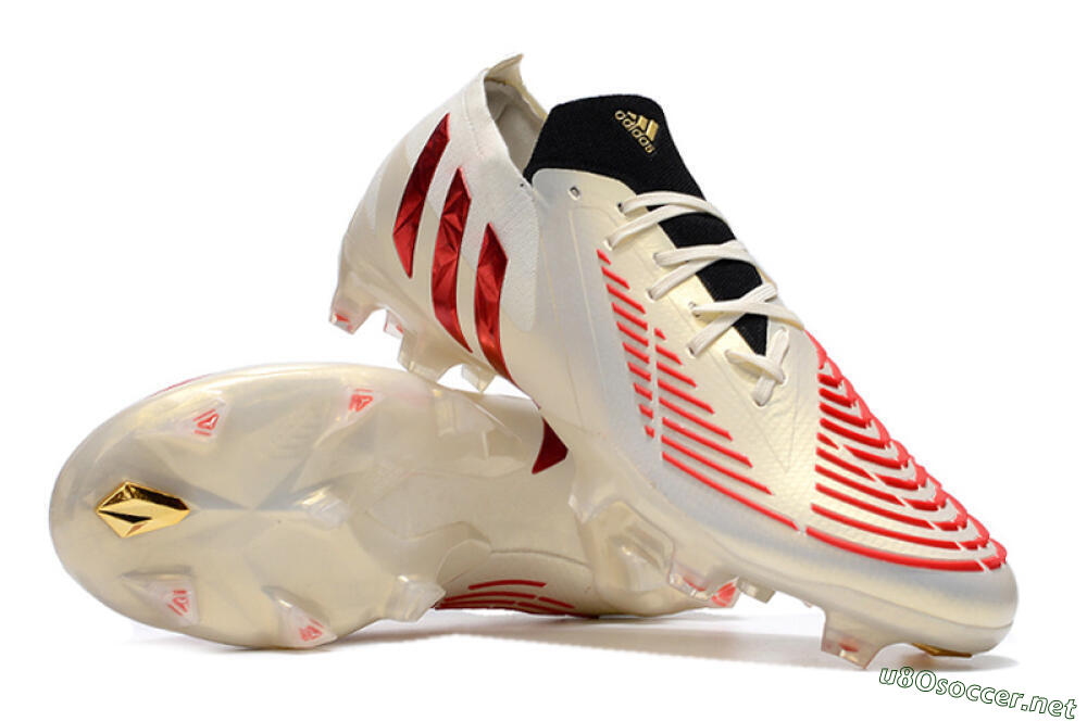 Men's Adidas Predator Edge.1 Low FG Football Boots - White/Red 3